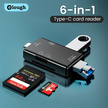 Elough OTG C 타입 마이크로 SD 카드 리더, 플래시 드라이브, 스마트 메모리 카드 리더, USB 2.0 TF CF 카드 리더 어댑터, 6 in 1