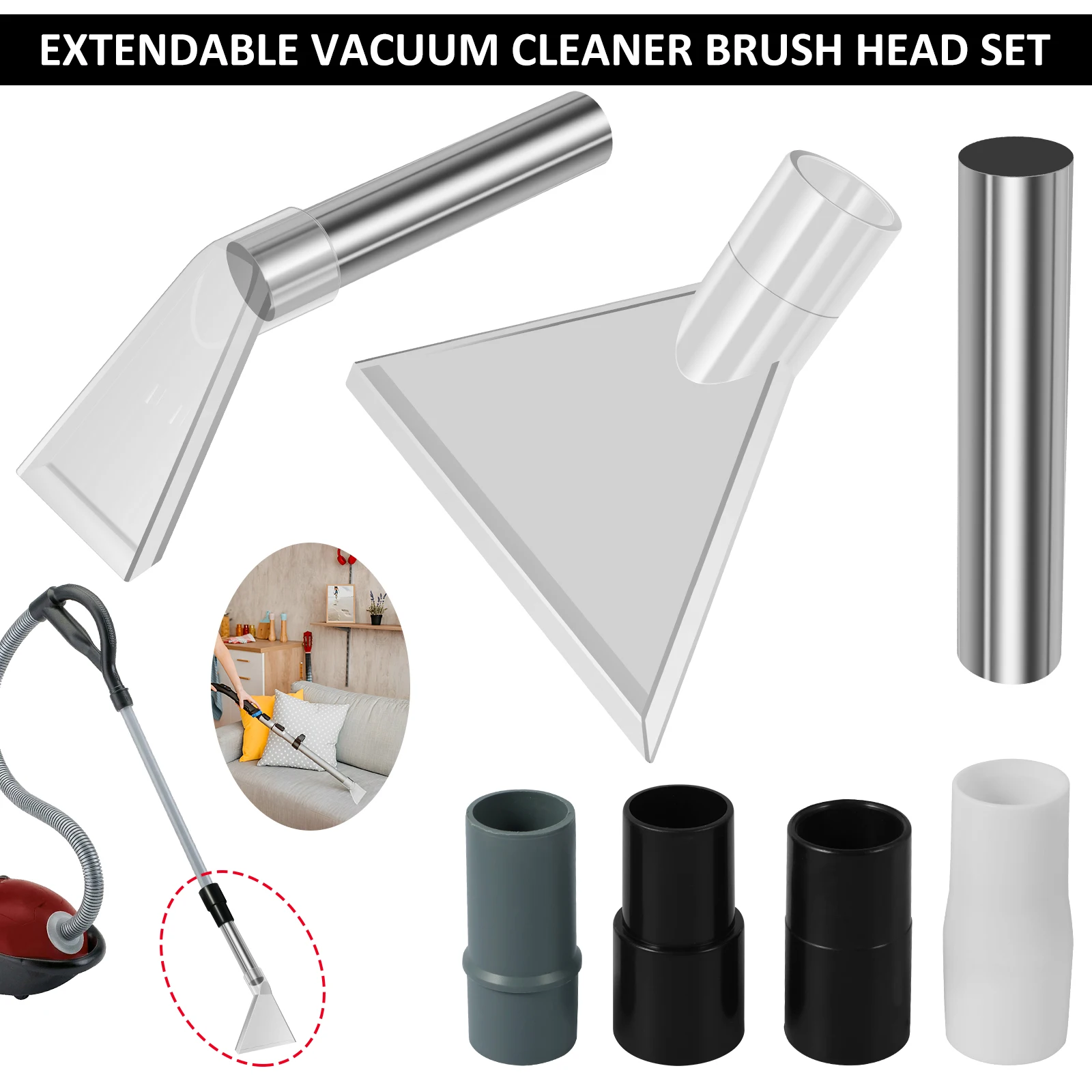 

Vacuum Extractor Attachment Clear Vacuum Extraction Nozzle Kit Reusable Car Detailing Vacuum Head Wand Tool Wet and Dry Vacuum
