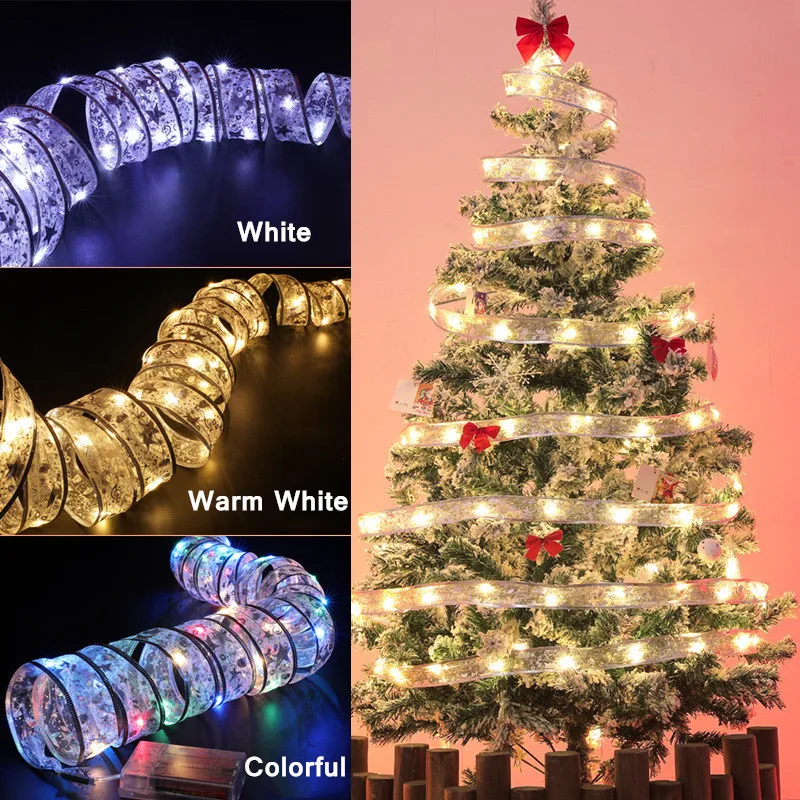 4M Silk Ribbon String Light Battery Operate Copper Wire String For Wedding Christmas Holiday Home Garden Party Decoration Lamp