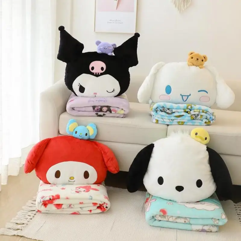 

Kawaii Sanrio My Melody Kuromi Plush Print Blanket Cute Fashion Flannel Sofa Cushion Pillowcase Houseware Gifts