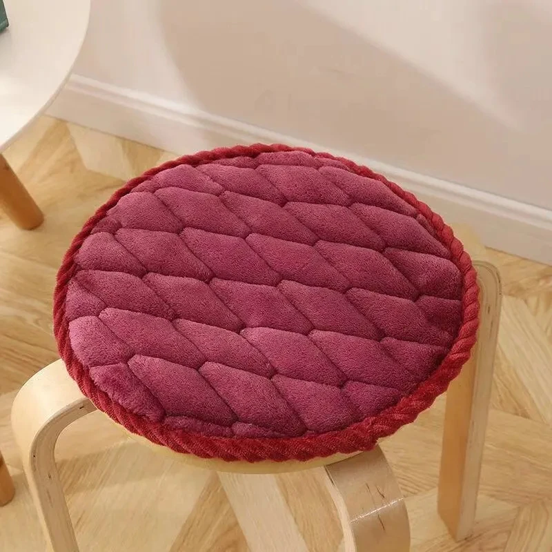Round Velvet Seat Cushion 25-50cm Solid Color Stool Seat Mat Thick  Soft Chair Pads Portable Outdoor Kindergarten Stool Cushion 3