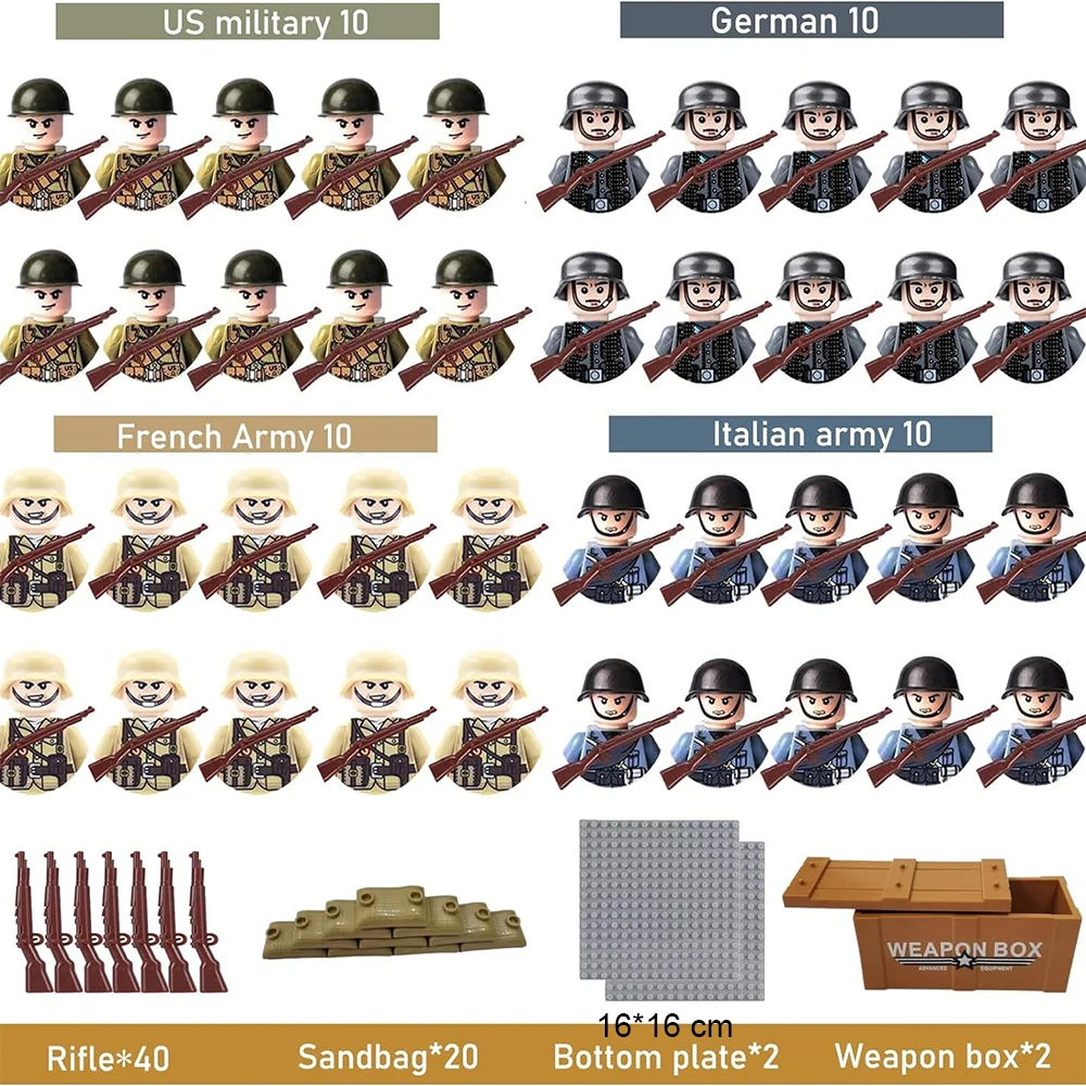 

WW2 Military Mini Action Doll Building Blocks Set Nation USA UK Army Soldiers Assemble Corps Campaign Gift Toy For Kids