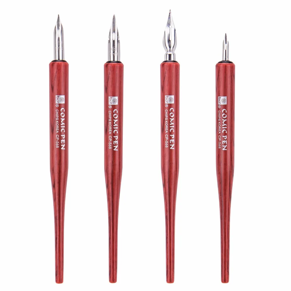SeamiArt 4 Pcs. Pen Nib + 2 Pcs. Pen Holder Set For Cartoon Animation Lettering Skeching Art Drawing Mapping Decorative Designs