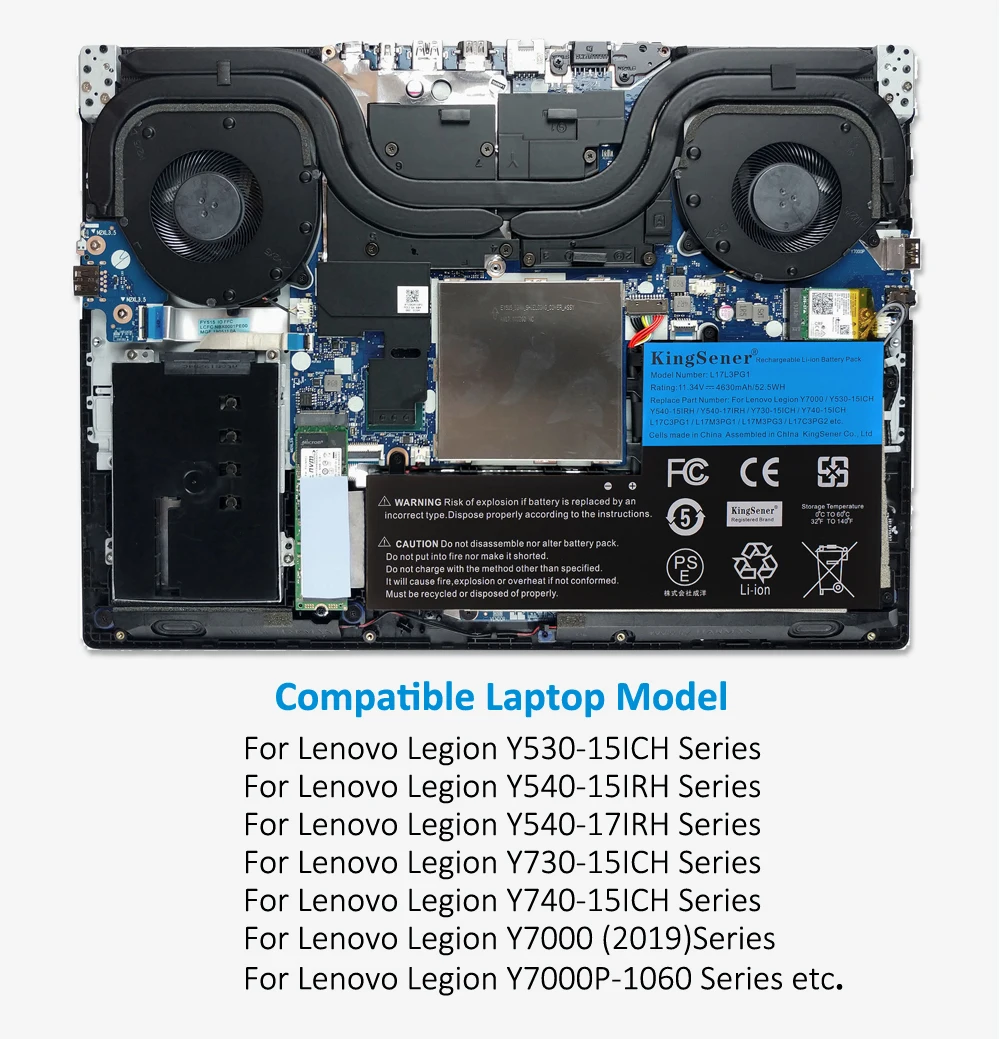 Kingsener-bateria do Portátil para Lenovo Legion L17l3pg1 L17c3pg2 Y530 Y53015ich Y730-15ich Y7000 Y7000p 57wh L17c3pg1 L17m3pg1 L17m3pg1 - Imagem 3