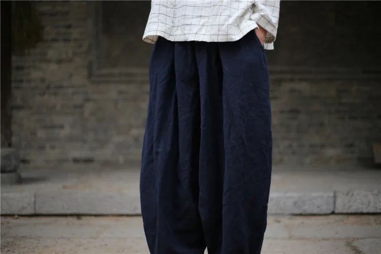 Women Harem Pants Elastic Waist 2022 Fall Winter New Plus Size Women Clothing Linen Vintage Trouser Loose Warm Pants FT679 cigarette pants