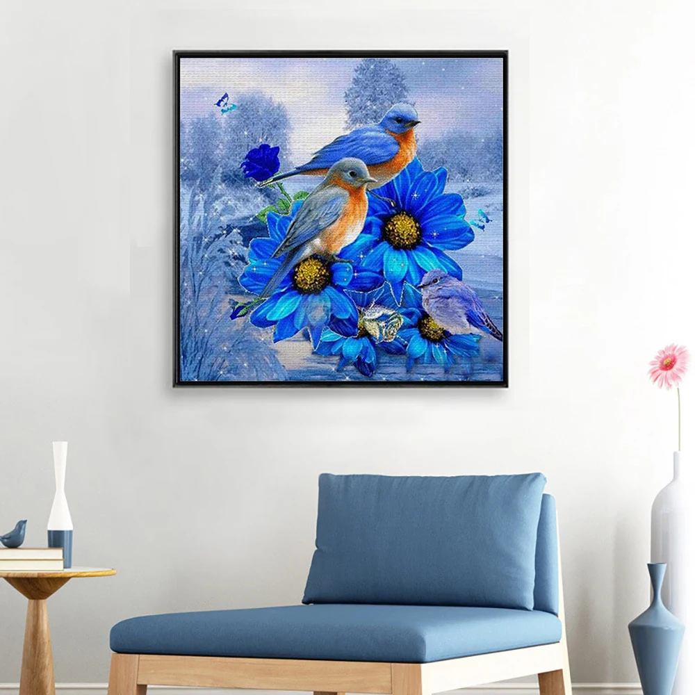 Meian Flower Bird DIY 11/14CT Cotton Thread Printed Canvas Cross Stitch Embroidery Kits Home Decoration Landscape Animal Gift