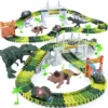 156pcs Dinosaur Railway Car Track Toy Set DIY Assemble Road Race Set with Flexible Track Dinosaur Toys Bridge Ramps Toys for Kid 5
