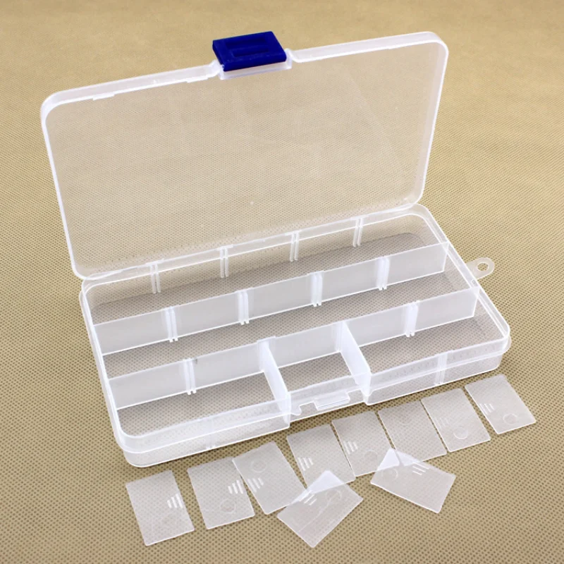 Partition box transparent can be assembled and disassembled small  15-compartment storage plastic box desk organizer stationery