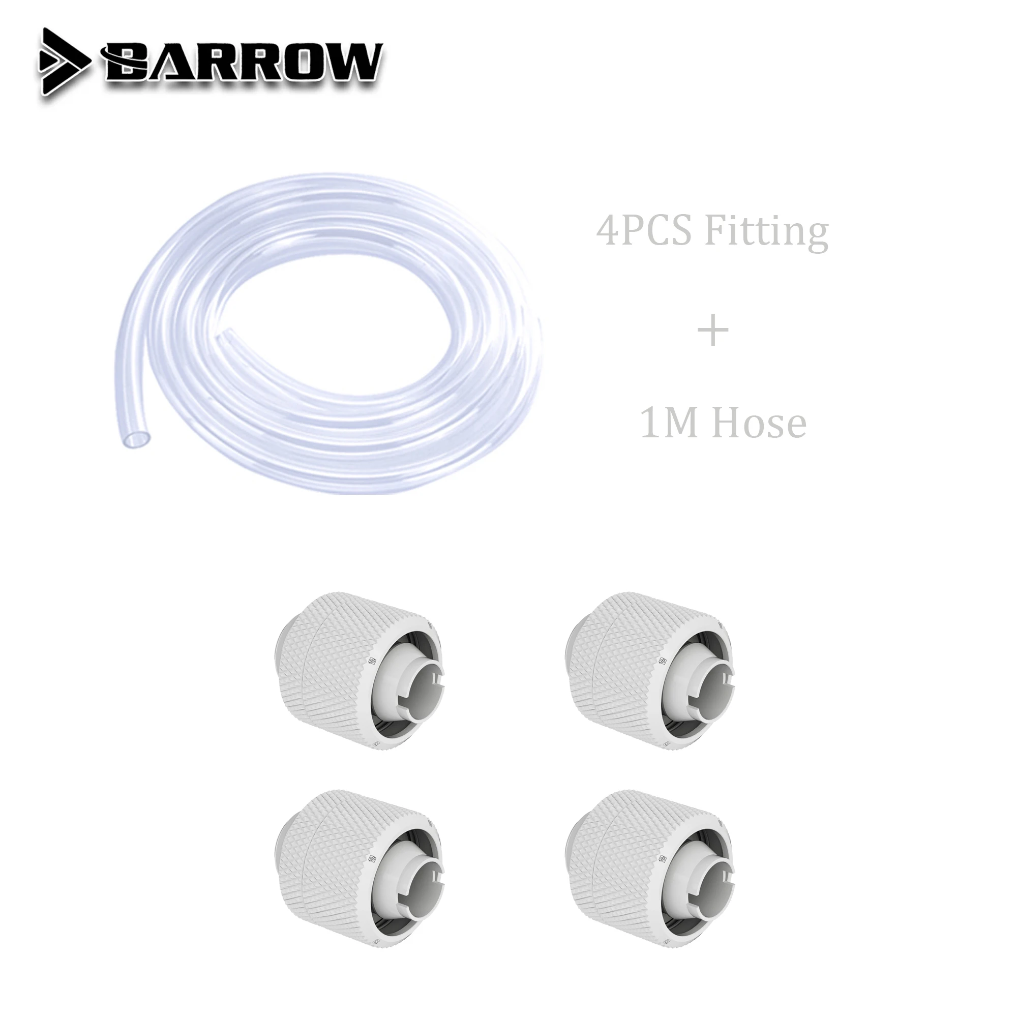 Barrow Soft Tube Fittings Combo Kit pc Sistema de Refrigeração de Água Preto Branco Prata e Ouro Grosso 95*159 mm 95*127 mm - Imagem 4