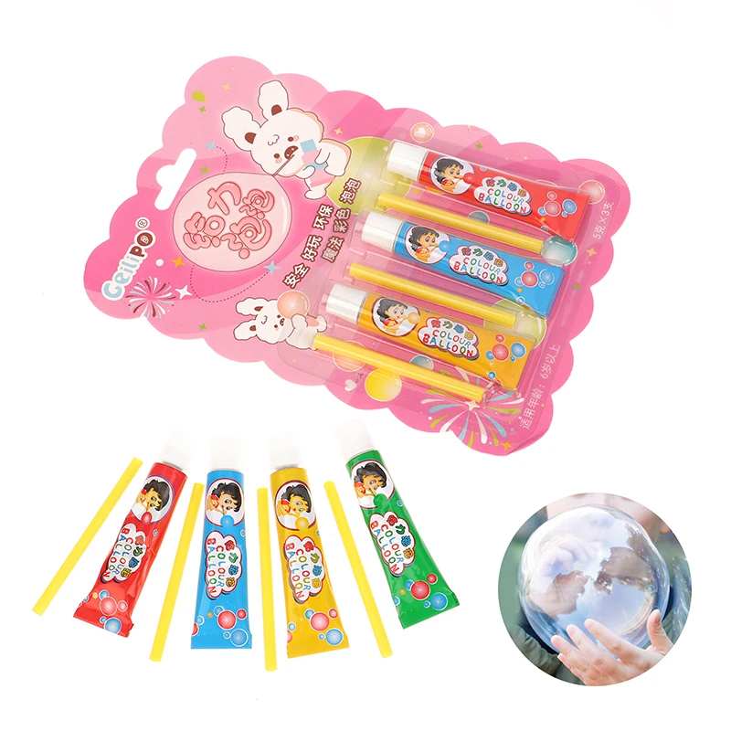 

1Pc/3Pcs Blowing Colorful Bubble Ball Plastic Balloon Won't Burst Safe For Kids Boys Girls Gift Cartoon Magic Bubble Glue Toy