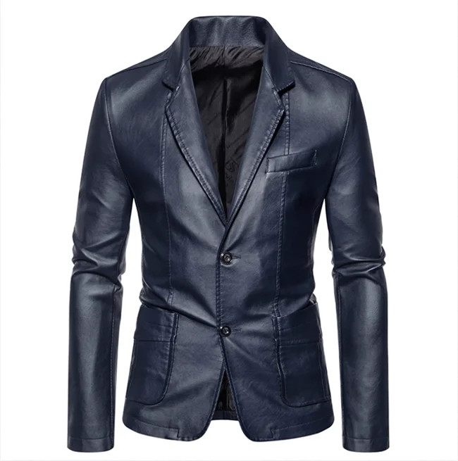 Mens Casual Leather Jacket - 2024 Fashion Slim Fit Coat 5XL BlackKahki