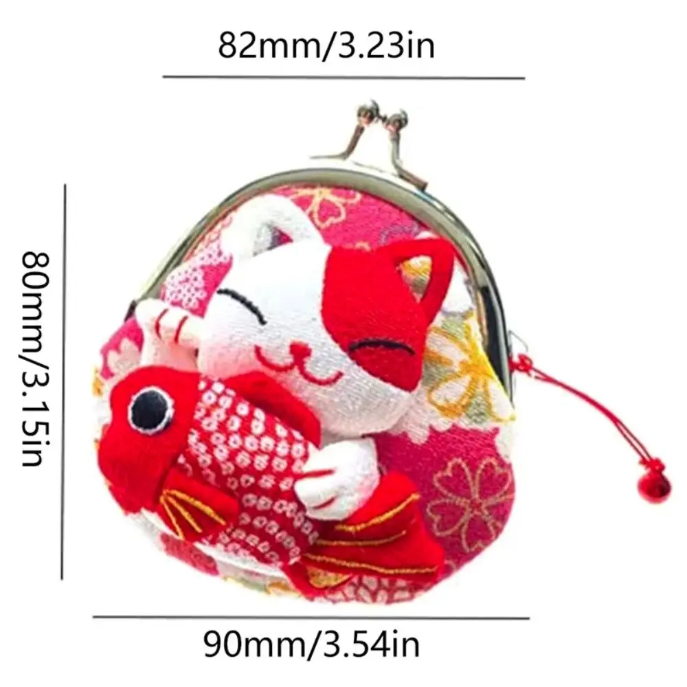 Portable Japanese Style Maneki Neko Coin Purse Flower Printing Wallet Lucky Cat Clutch Bag PU Doll Card Holder Men coin purse coin wallet