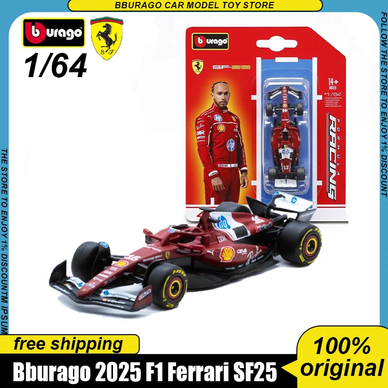 In Stock New Product Bburago F1 1:64 Ferrari SF25 #16 #44 Version