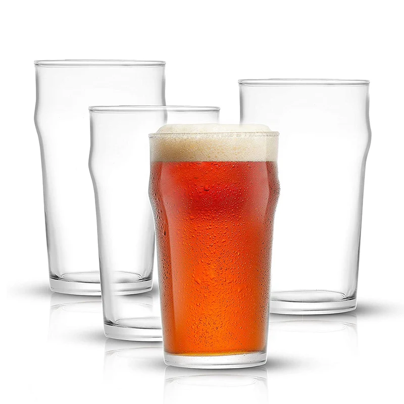 570ml Beer Glasses Set of 4 (FOUR) 1.2 Pint Glass Capacity in a Traditional Pub Drinking Glasses Design. Oversized Beer