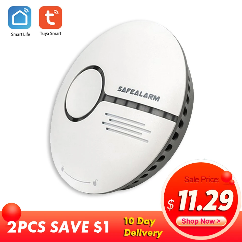 Comprar Detector de humo Wifi Sensor de alarma de incendio inteligente  Sistema de seguridad inalámbrico Smart Life Tuya APP Control hogar  inteligente para el hogar cocina/tienda/hotel/fábrica