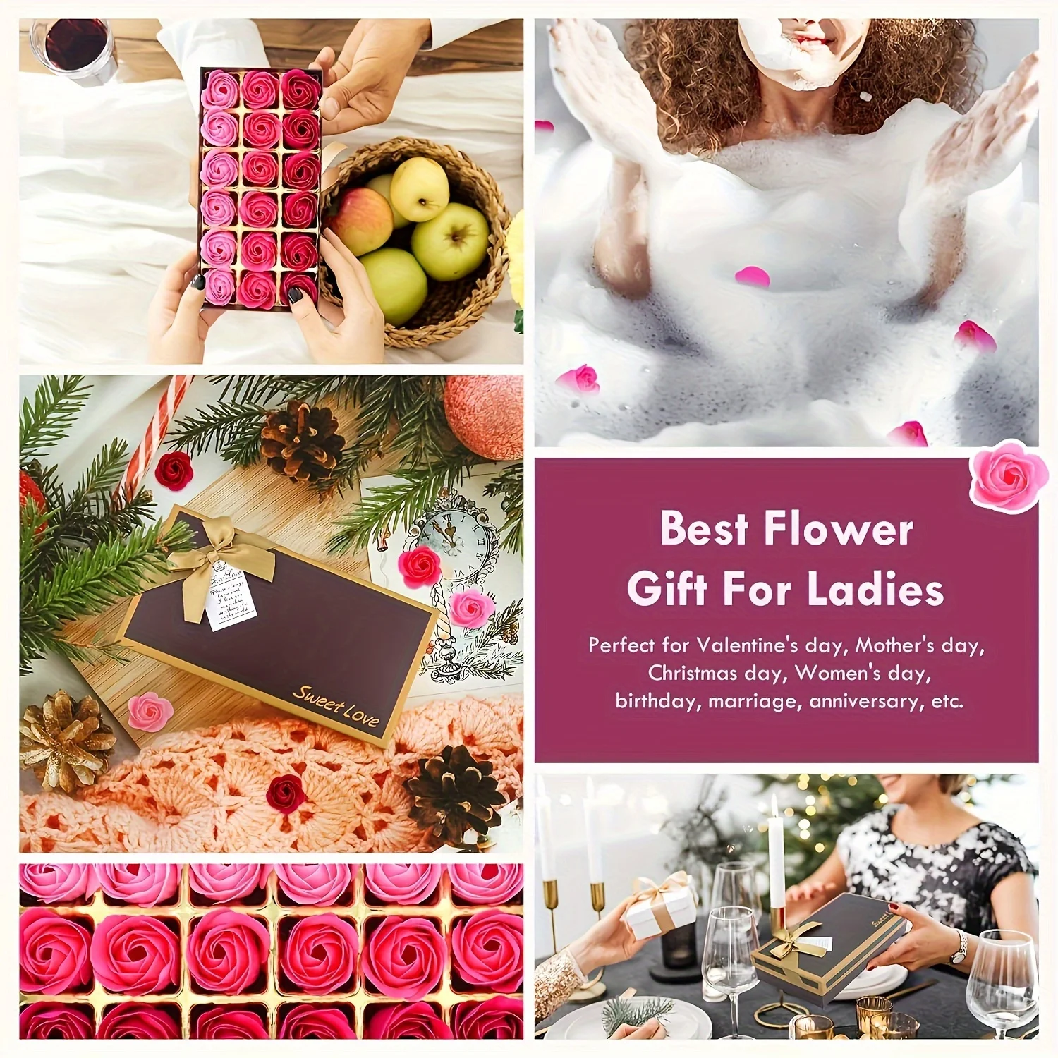 18 pieces/box of artificial rose soap flower gift box Wedding birthday holiday gift with hand