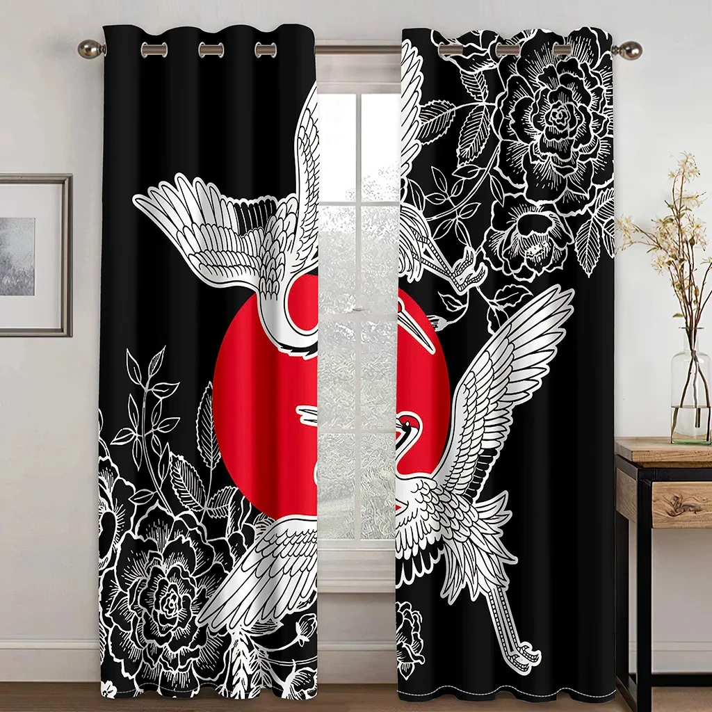 Anime Mountain Sunset Curtains for Bedroom Curtain for Living Room Luxury Japanese 3D Digital Printing Cortina Para Quarto 5