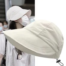 Foldable Wide Brim Sun Hat Drawstring Adjustable Caps for Men Women Beach Hats Summer Quick-drying Visors Fisherman Cap