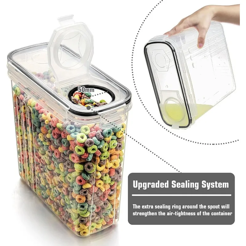 Cereal & Dry Food Storage Containers Airtight Set of 8 [2.5L / 85.4oz] for Sugar Flour