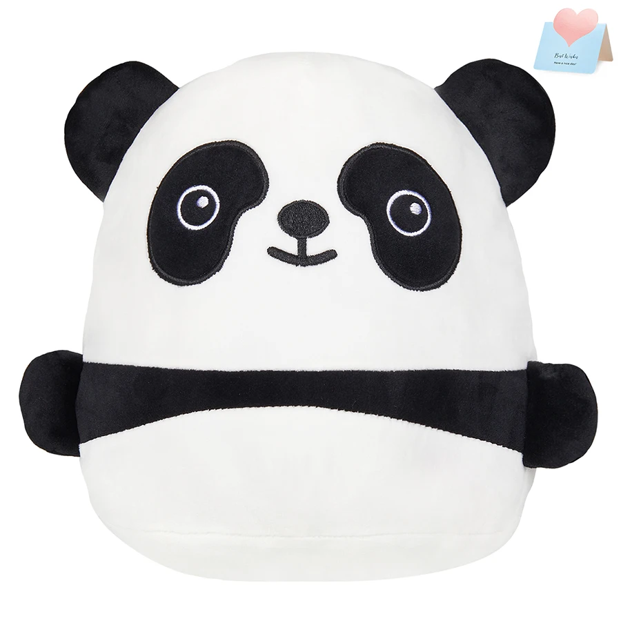 Soft Throw Pillows Panda 13 Inch Soft Mini Cute Animal Plush Doll Round Cottom Comfort Kawaii White Black Nap Pillow Cushion