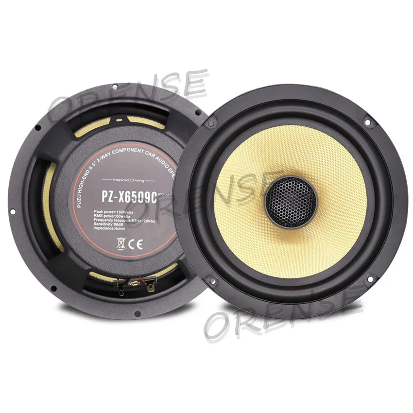 2-Way Co-Axial Car Audio Speakers PZ-6509C With 180W Output Power Glassfiber Cone Deep Bass Sound Quality 1Set