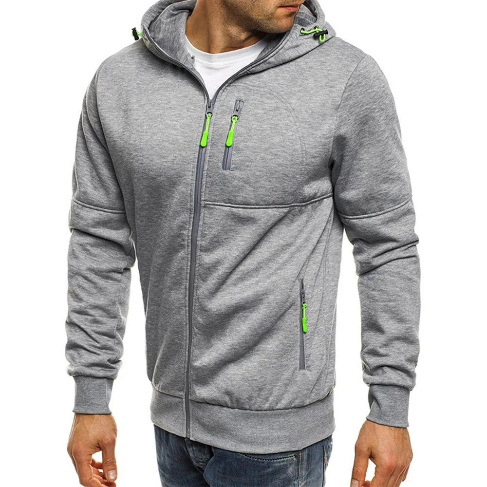 New fashionable Korean style slim fit zipper decorated hoodie, casual, stylish and comfortable men's pullover sweatshirt