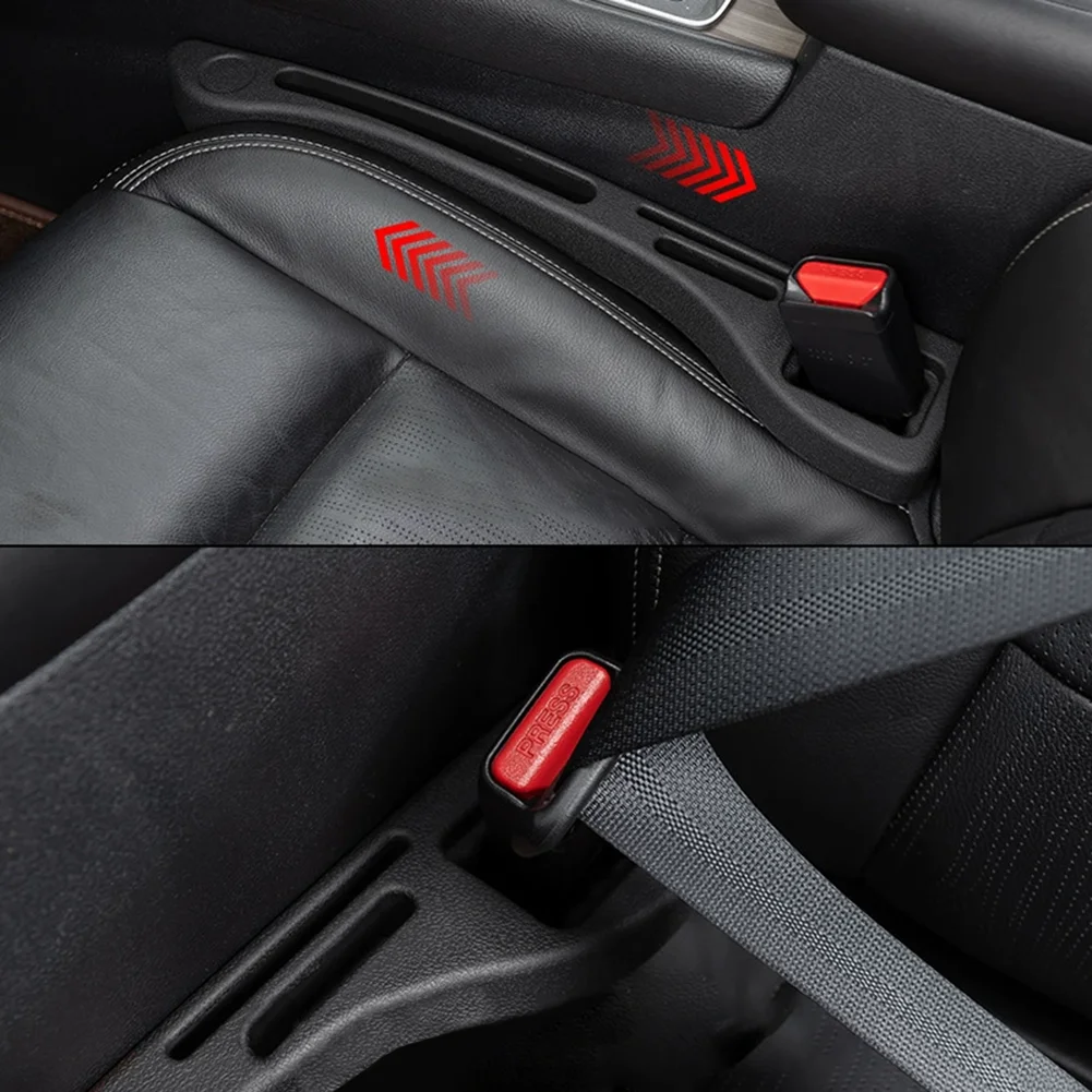 2Pcs Car Seat Slot Filler with Seatbelt Hole Filling Slot Strip Leak-Proof Seat Slot Storage Organizer Auto Interior Decoration