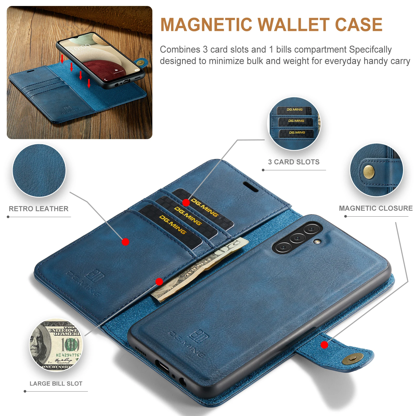 Magnetic Cow Genuine Leather Phone Wallet Case Book Stand For Samsung Galaxy A16 A15 A35 A55 A14 A24 A34 A54 A13 A23 A33 A53 A73