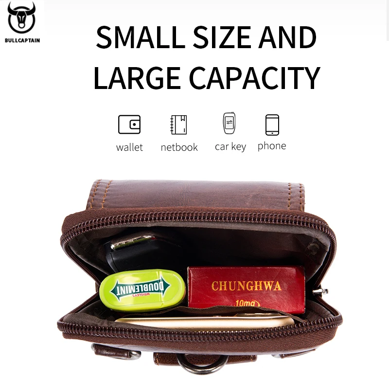 حقيبة خصر جلد طبيعي للرجال، حقيبة هاتف، حقيبة خصر...