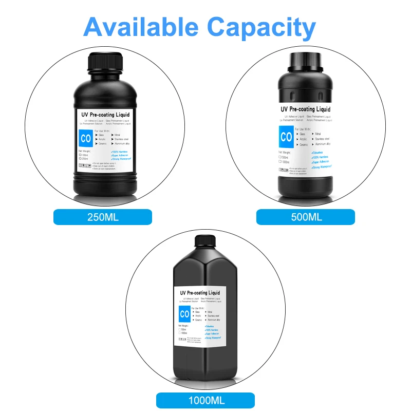 UV Coating Fluid For UV Ink Pretreatment Solution For Flatbed Printer Glass Wood Metal Crystal Leather Ceramic PVC