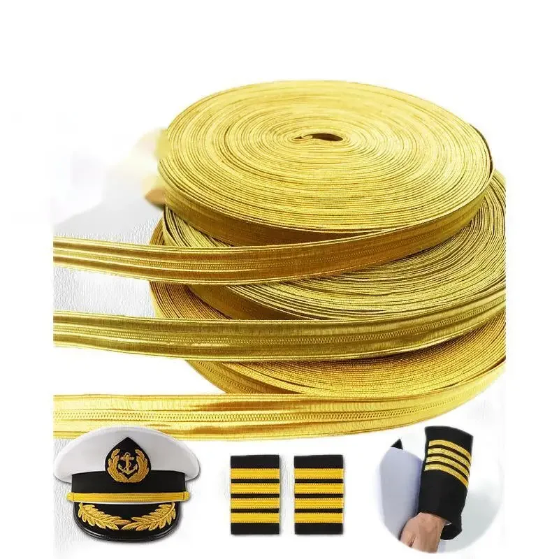 Military Ribbon Trim Gold Bullion Braid Ribbon Trim for Army Uniform