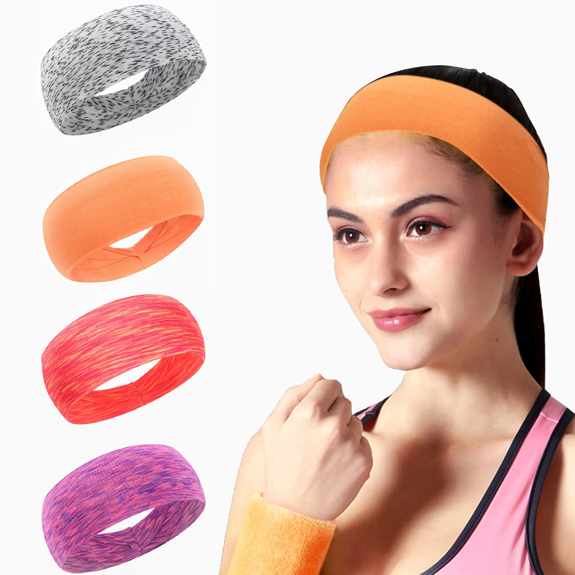 4 pezzi Fascia per capelli da donna Moda Boho Larga Elastica con Bottone per Yoga Sport – acquista a prezzi convenienti sul marketplace