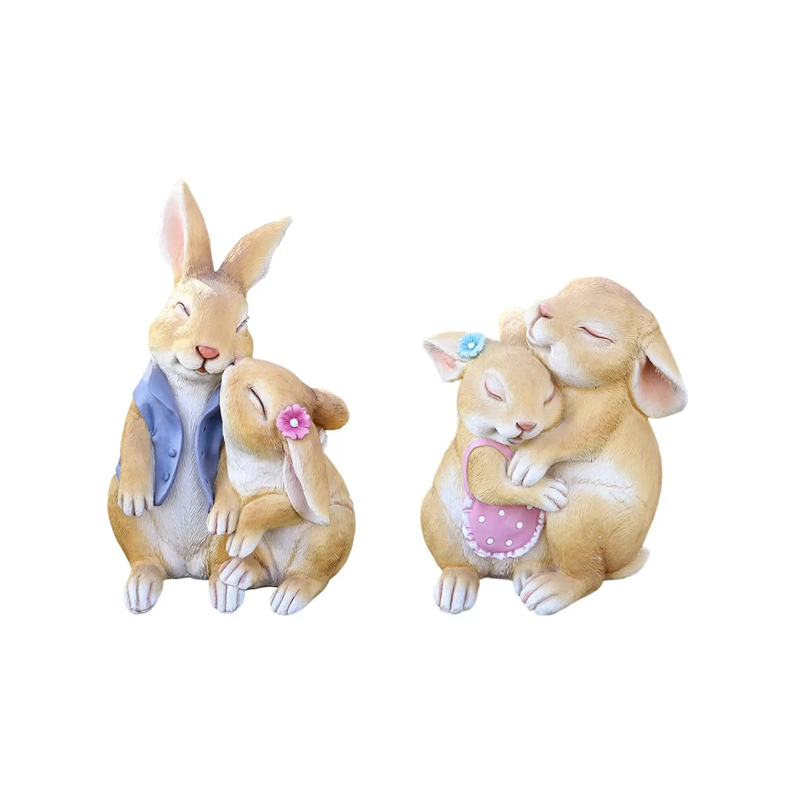 

2x Outdoor Garden Statue Resin Animal Figurines Cute Garden Statue Decoration for Yard Lawn Backyard Table Accessories Decor