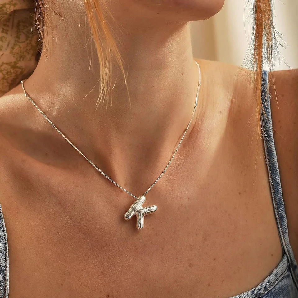 Collana Choker Argento 925 Oro Rosa Lettera Iniziale Nome Zirconi E Cornetto Nero