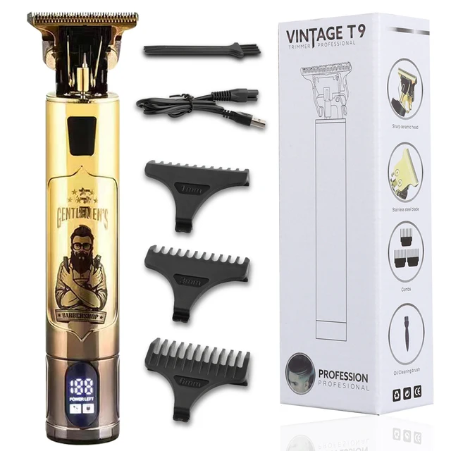 2022 USB Electric Hair Clippers Rechargeable Shaver Beard Trimmer Professional Men Hair Cutting Machine Beard Barber Hair Cut t9 goldLCD