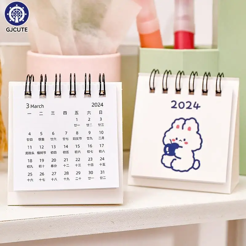 2024 Loose Leaf Ring Calendar Creative Cartoon Desktop Mini Calendar Student Date Record Calendar Book Decoration Ornament images - 6