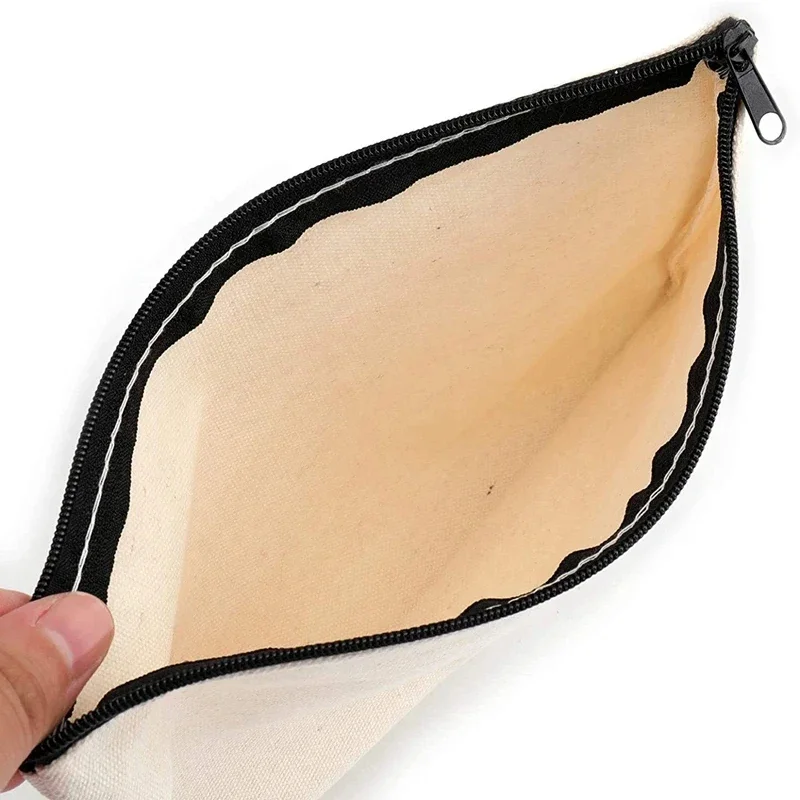 10pcs/set White Canvas Zipper Bags Large Coin Money Wallet Bags DIY Craft Pouches Multifunctional Students Pencil Stationery Bag