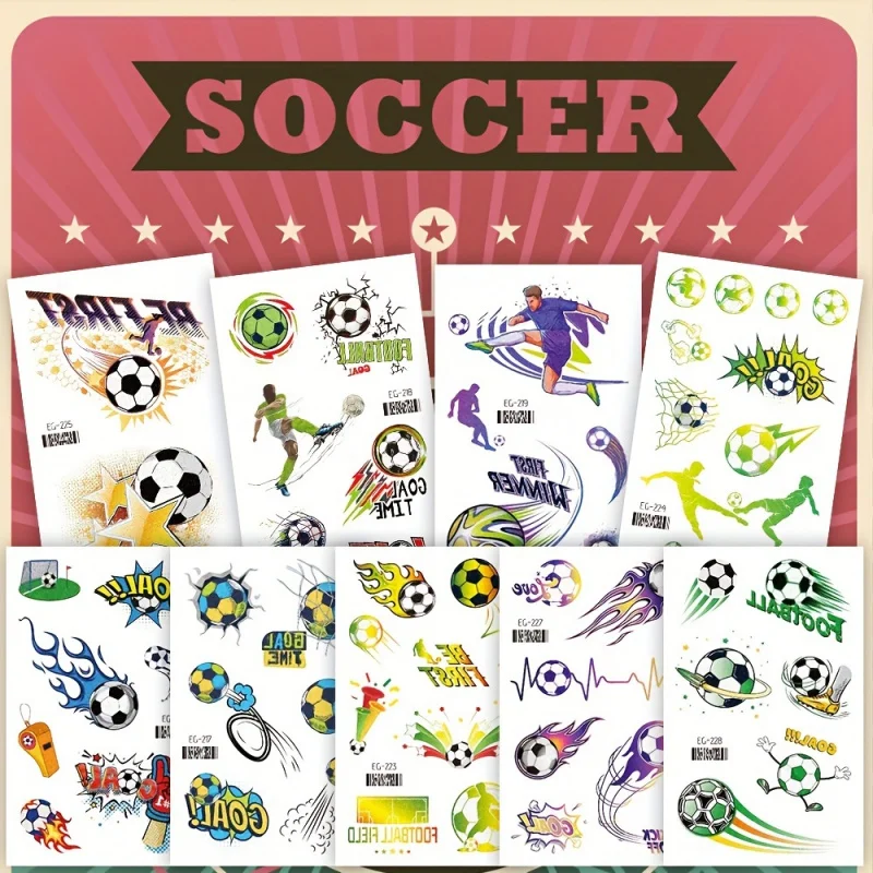 12/8 sheets of glitter football game temporary tattoo stickers for football parties, fan themed party decorations, boys