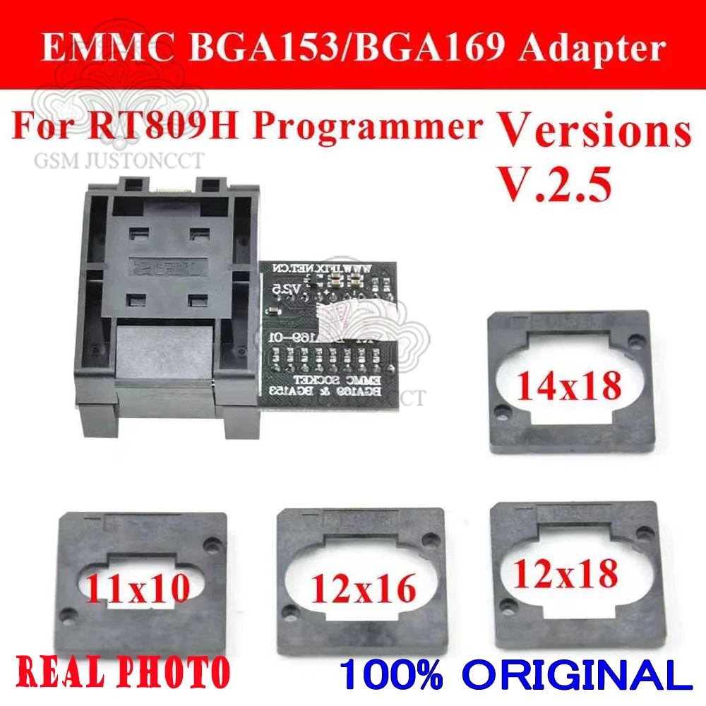 RT-BGA169-01 BGA169 / BGA153 EMMC Adapter v2.5 with 5pcs BGA Bounding Box for RT809H Programmer