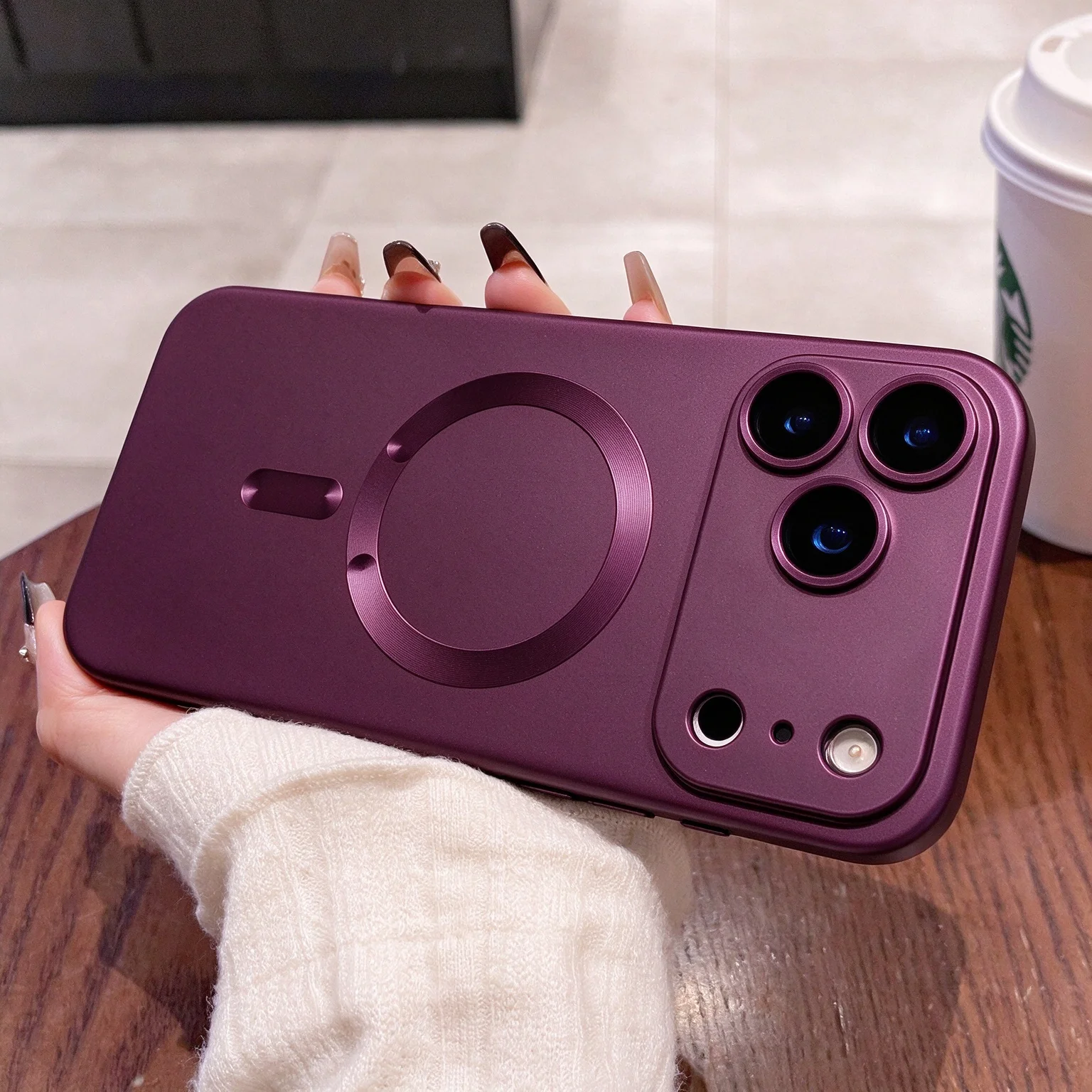 Luxury Matte Magnetic Phone Case with Lens Protector and Magsafe Compatibility