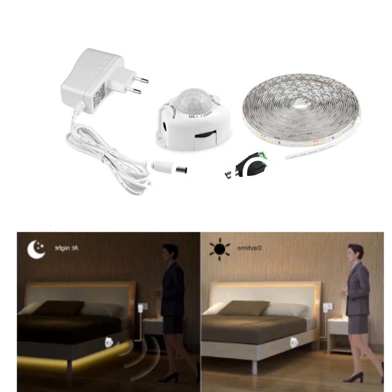 

Wireless PIR Motion Sensor 12V 2835 LED Strip 5m 3m 2m 1m Tape Light Ribbon 120 LED Warm White / Cold White Home Decor