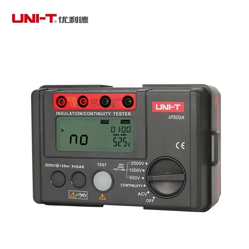 UNI-T UT502A 2500V Digital Insulation Resistance Meter Tester ohmmeter Highly Voltmeter Continuity Tester With LCD Backlight