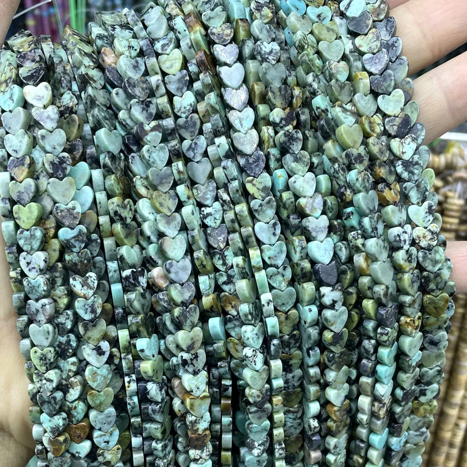 27 Perline Cuore Turchese 16x16x8 Mm - Distanziatori In Pietra Per Gioielli Fai Da Te, Bracciali, Orecchini