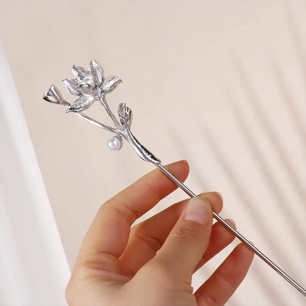Antike Perlen Blumen Haarnadel Chinesischer Stil Metall Stab_voghion.com