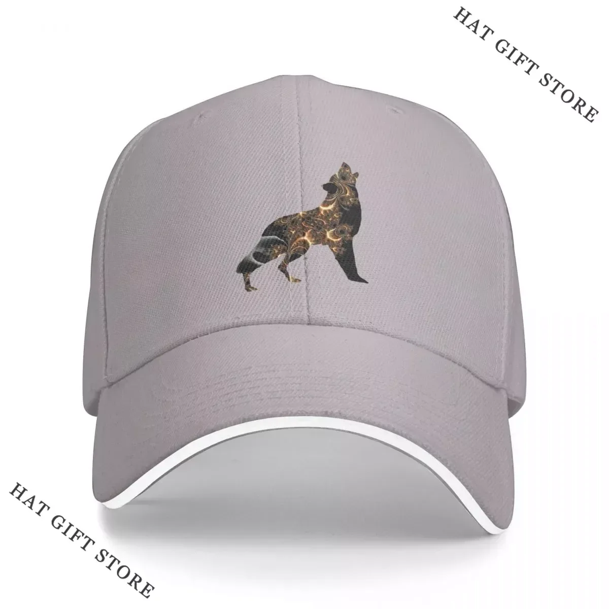 

Best Gold And Black Fractal Wolf Cap Baseball Cap Horse Hat Anime Hat For Women Men's