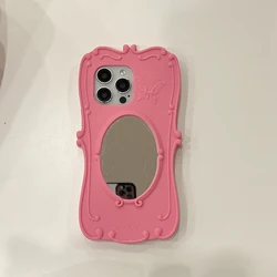 Whimsical 3D Magic Mirror Phone Case - Shockproof Soft Silicone Back Cover - iPhone 16 (Rose)
