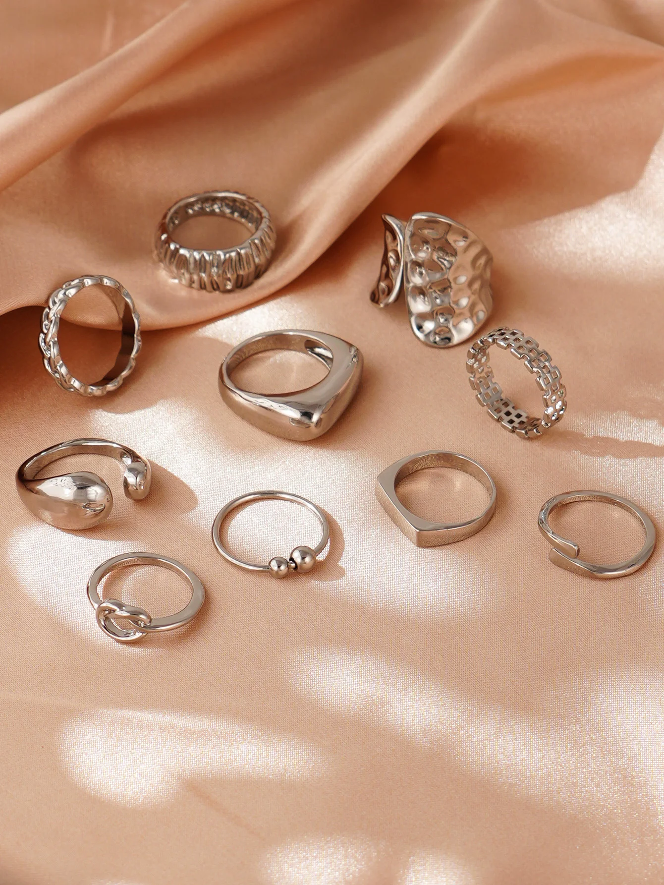 10pcs Retro Silver Rings Set for Women