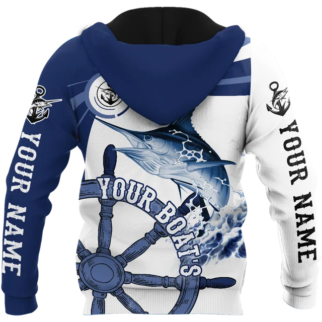 Custom name Marlin fishing boat team 3D All Over Printed Men's