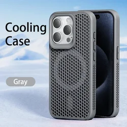 Advanced Cooling Heat Dissipation Phone Case with Magsafe Magnetic Attachment - Breathable PC+TPU Cover - iPhone 15 Plus (Gray)