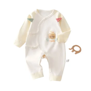 AYNIGIELL جمبسوت للأطفال للربيع والخريف من عمر 0 إلى 6 أشهر، ثوب فضفاض بأكمام طويلة من القطن بنسبة 100%، ملابس مريحة لحديثي الولادة للفتيات والفتيان.